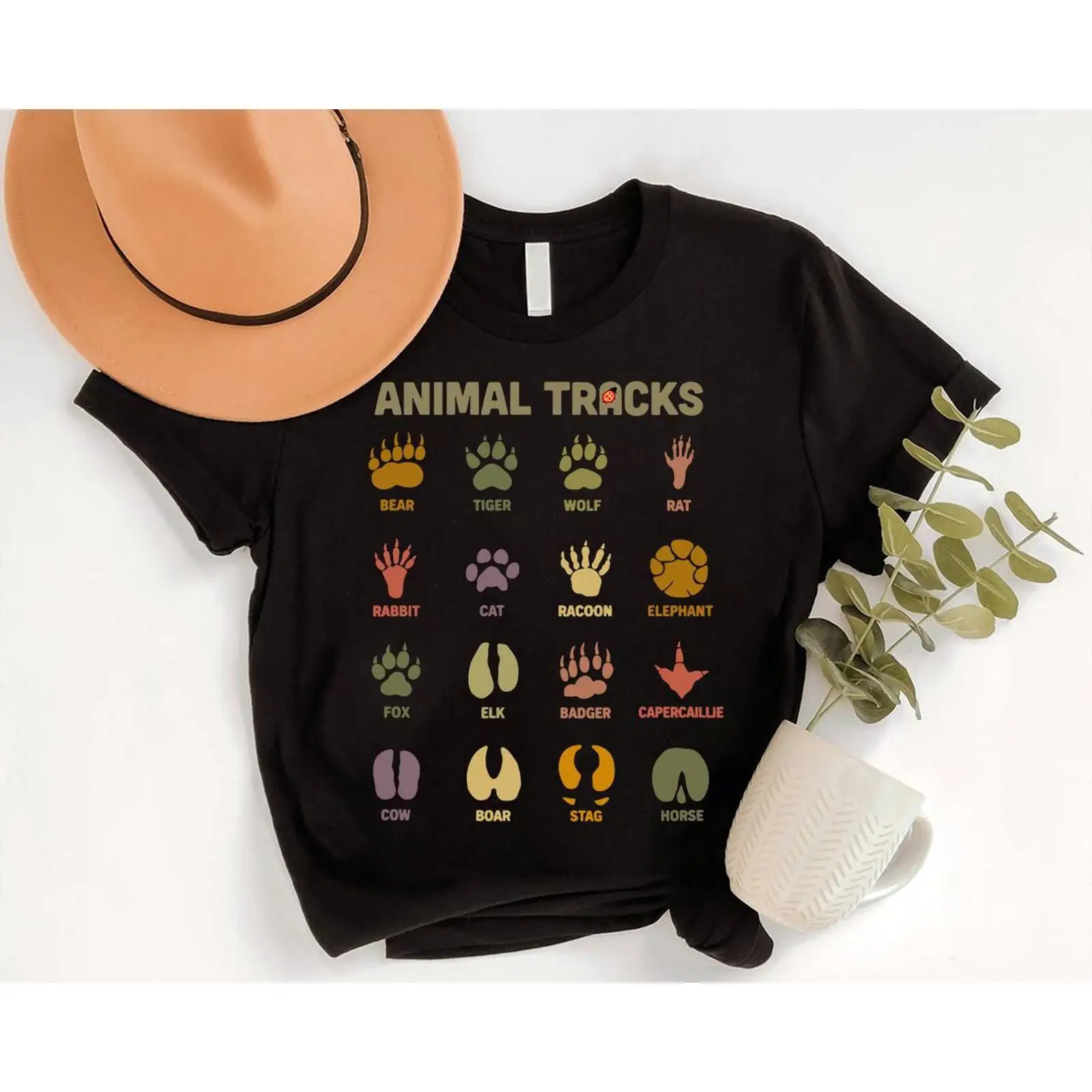 Outdoor Hunting Guide - Camiseta Guía de Huellas de Animales,