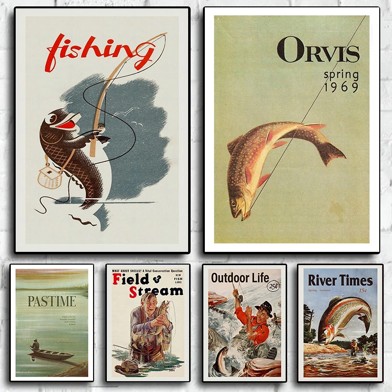 Outdoor Hunting Paintings - Impresión en lienzo de pesca con
