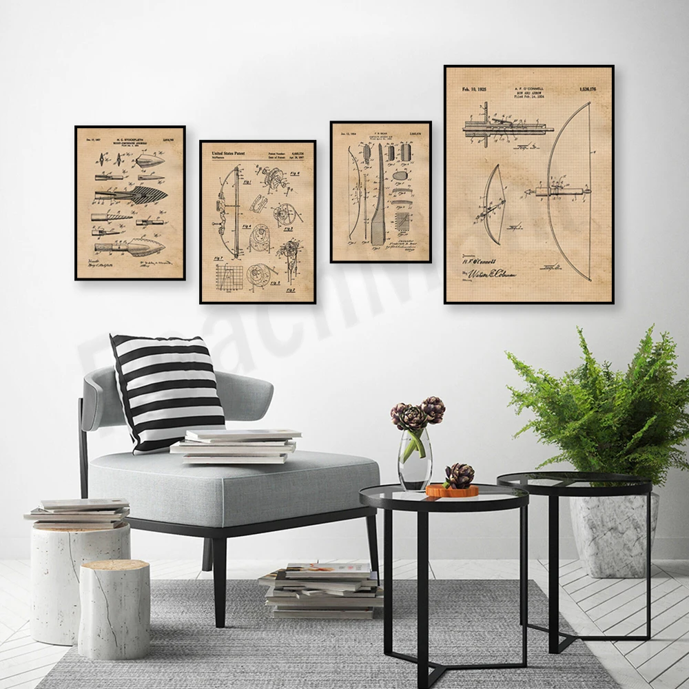 Impresión de patente de arco y - Outdoor Hunting Paintings reseña y precio
